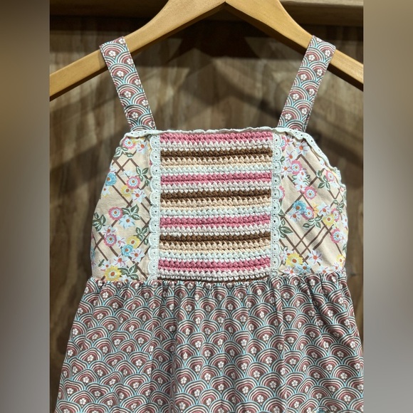 Matilda Jane Arabella Rainbow Print Dress Crochet Accent Ruffles Little Girls 6 - Picture 3 of 9